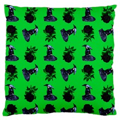 Gothic Girl Rose Green Pattern Large Flano Cushion Case (two Sides)