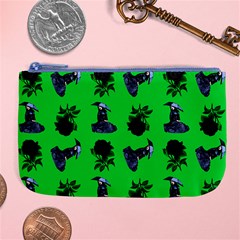 Gothic Girl Rose Green Pattern Large Coin Purse