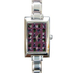 Gothic Girl Rose Mauve Pattern Rectangle Italian Charm Watch by snowwhitegirl