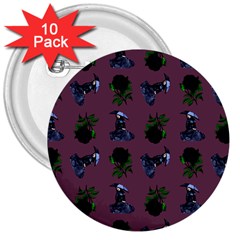 Gothic Girl Rose Mauve Pattern 3  Buttons (10 Pack)  by snowwhitegirl