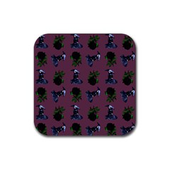 Gothic Girl Rose Mauve Pattern Rubber Coaster (square)  by snowwhitegirl