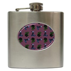 Gothic Girl Rose Mauve Pattern Hip Flask (6 Oz)