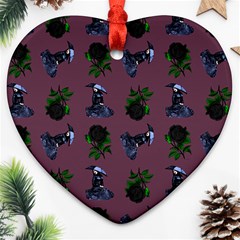 Gothic Girl Rose Mauve Pattern Heart Ornament (two Sides) by snowwhitegirl