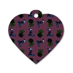 Gothic Girl Rose Mauve Pattern Dog Tag Heart (one Side) by snowwhitegirl