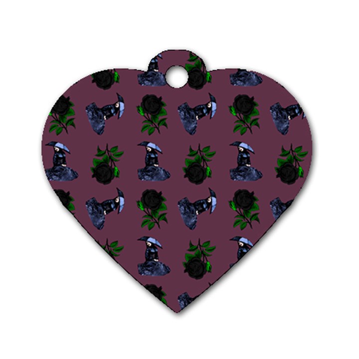 Gothic Girl Rose Mauve Pattern Dog Tag Heart (One Side)