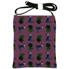 Gothic Girl Rose Mauve Pattern Shoulder Sling Bag by snowwhitegirl