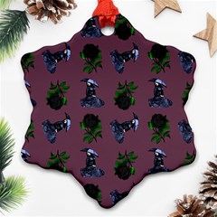 Gothic Girl Rose Mauve Pattern Snowflake Ornament (two Sides) by snowwhitegirl