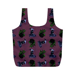 Gothic Girl Rose Mauve Pattern Full Print Recycle Bag (m) by snowwhitegirl