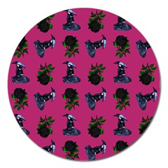 Gothic Girl Rose Pink Pattern Magnet 5  (round) by snowwhitegirl