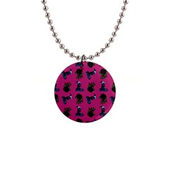 Gothic Girl Rose Pink Pattern 1  Button Necklace by snowwhitegirl