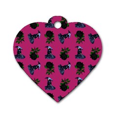 Gothic Girl Rose Pink Pattern Dog Tag Heart (two Sides) by snowwhitegirl