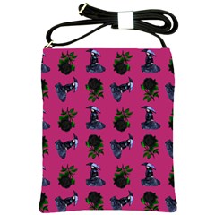 Gothic Girl Rose Pink Pattern Shoulder Sling Bag by snowwhitegirl