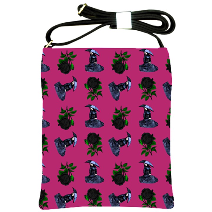 Gothic Girl Rose Pink Pattern Shoulder Sling Bag