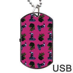 Gothic Girl Rose Pink Pattern Dog Tag Usb Flash (two Sides) by snowwhitegirl