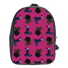 Gothic Girl Rose Pink Pattern School Bag (xl) by snowwhitegirl