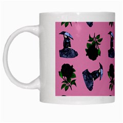 Gothic Girl Rose Light Pink Pattern White Mugs by snowwhitegirl