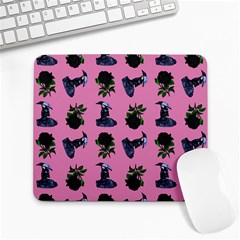 Gothic Girl Rose Light Pink Pattern Large Mousepads by snowwhitegirl