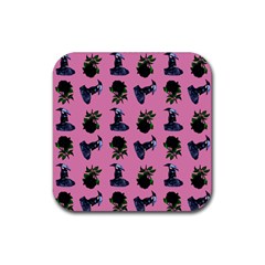 Gothic Girl Rose Light Pink Pattern Rubber Coaster (square)  by snowwhitegirl