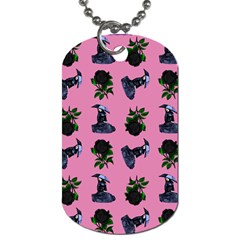 Gothic Girl Rose Light Pink Pattern Dog Tag (two Sides) by snowwhitegirl