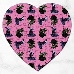 Gothic Girl Rose Light Pink Pattern Jigsaw Puzzle (heart)