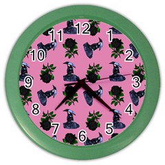 Gothic Girl Rose Light Pink Pattern Color Wall Clock