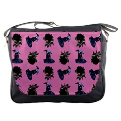 Gothic Girl Rose Light Pink Pattern Messenger Bag by snowwhitegirl