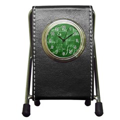 Mathematics Green Pen Holder Desk Clock by snowwhitegirl