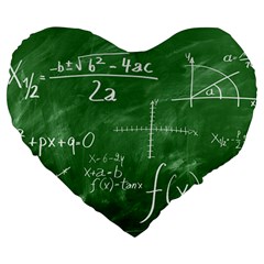 Mathematics Green Large 19  Premium Flano Heart Shape Cushions by snowwhitegirl