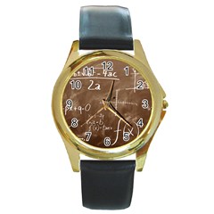 Mathematics Brown Round Gold Metal Watch by snowwhitegirl