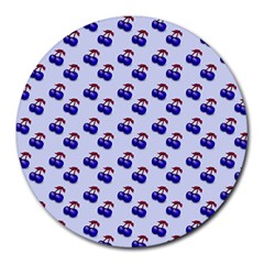 Retro Blue Cherries Round Mousepads