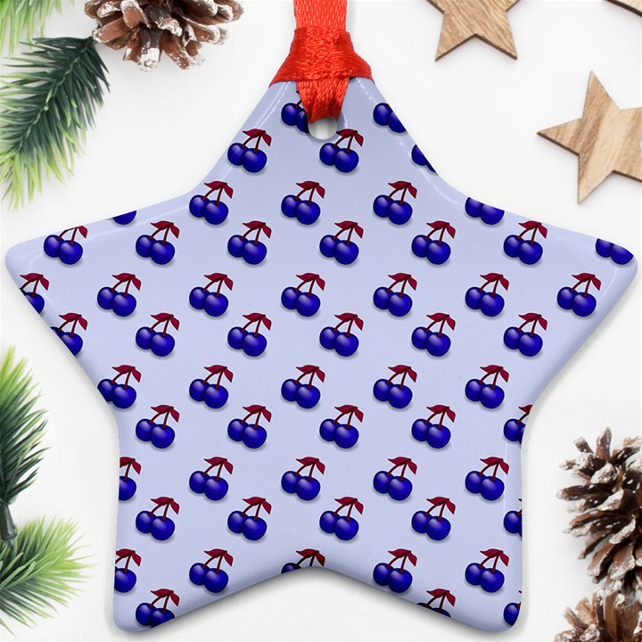 Retro Blue Cherries Ornament (Star)