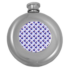 Retro Blue Cherries Round Hip Flask (5 oz)