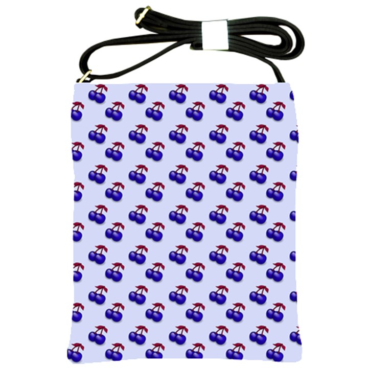 Retro Blue Cherries Shoulder Sling Bag