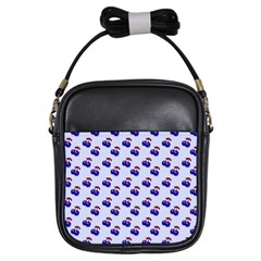 Retro Blue Cherries Girls Sling Bag