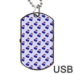 Retro Blue Cherries Dog Tag USB Flash (Two Sides) Front