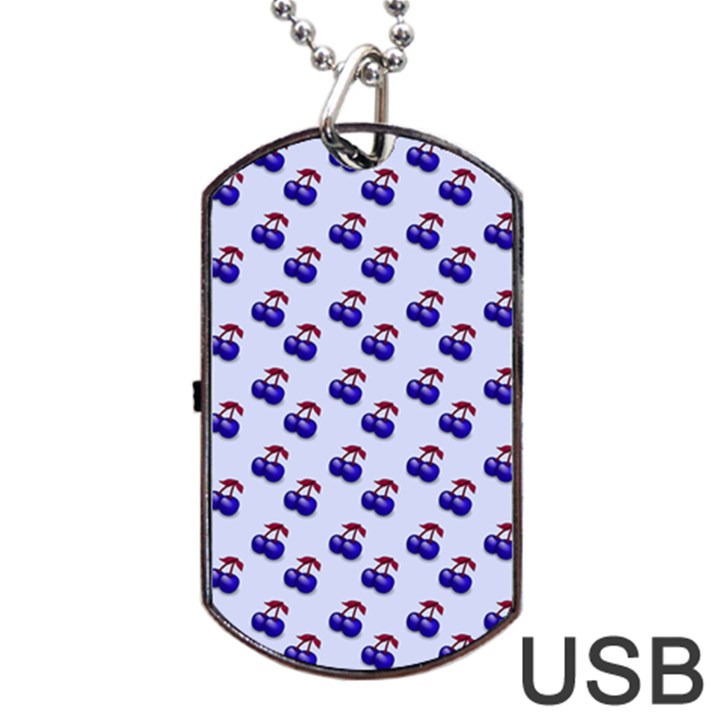 Retro Blue Cherries Dog Tag USB Flash (Two Sides)