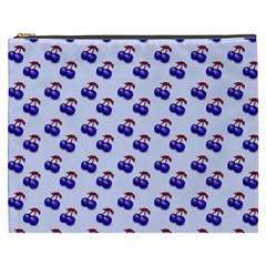 Retro Blue Cherries Cosmetic Bag (xxxl) by snowwhitegirl