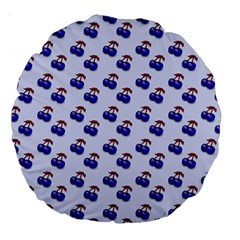 Retro Blue Cherries Large 18  Premium Round Cushions