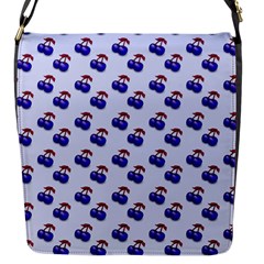 Retro Blue Cherries Flap Closure Messenger Bag (S)