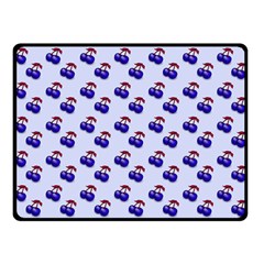 Retro Blue Cherries Double Sided Fleece Blanket (Small) 