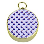 Retro Blue Cherries Gold Compasses Front