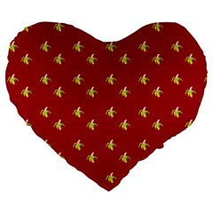 Peeled Banana On Red Large 19  Premium Flano Heart Shape Cushions by snowwhitegirl