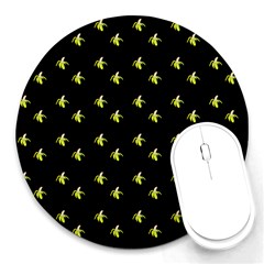 Peeled Banana On Black Round Mousepads by snowwhitegirl