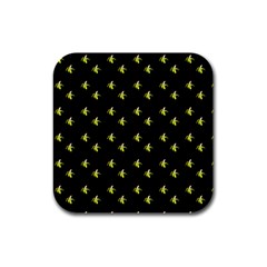 Peeled Banana On Black Rubber Square Coaster (4 Pack)  by snowwhitegirl