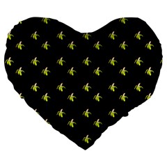 Peeled Banana On Black Large 19  Premium Heart Shape Cushions