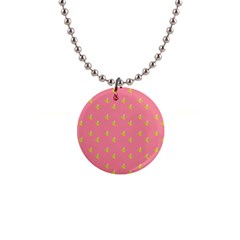 Peeled Banana On Pink 1  Button Necklace by snowwhitegirl