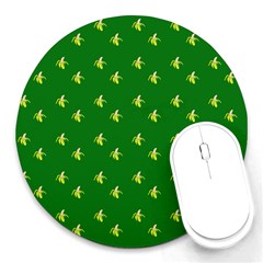 Peeled Banana On Green Round Mousepads by snowwhitegirl