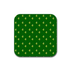 Peeled Banana On Green Rubber Square Coaster (4 Pack)  by snowwhitegirl