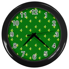 Peeled Banana On Green Wall Clock (black)