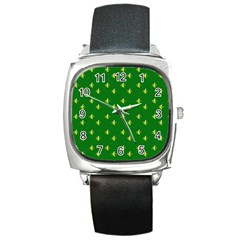 Peeled Banana On Green Square Metal Watch by snowwhitegirl